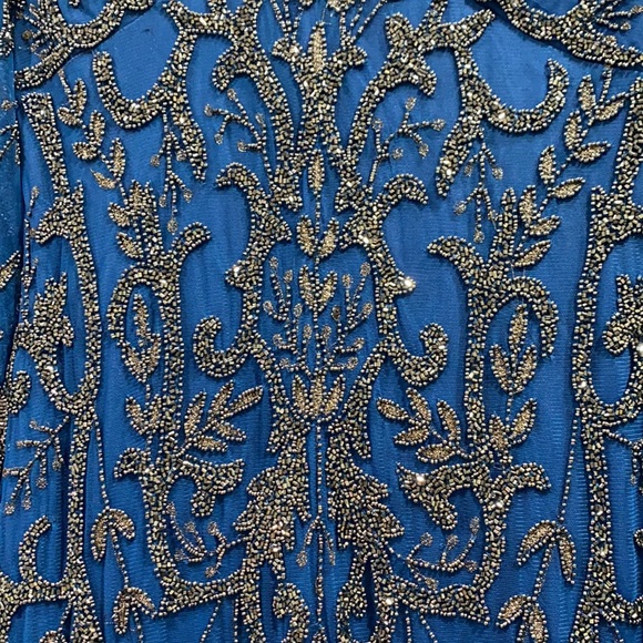 Aidan mattox fully beaded long sleeve V-Neck long gown - Picture 13 of 16